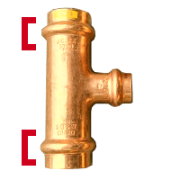 Image of a prohibited press fit fitting, displaying the distinctive thick collar on each edge of the fitting