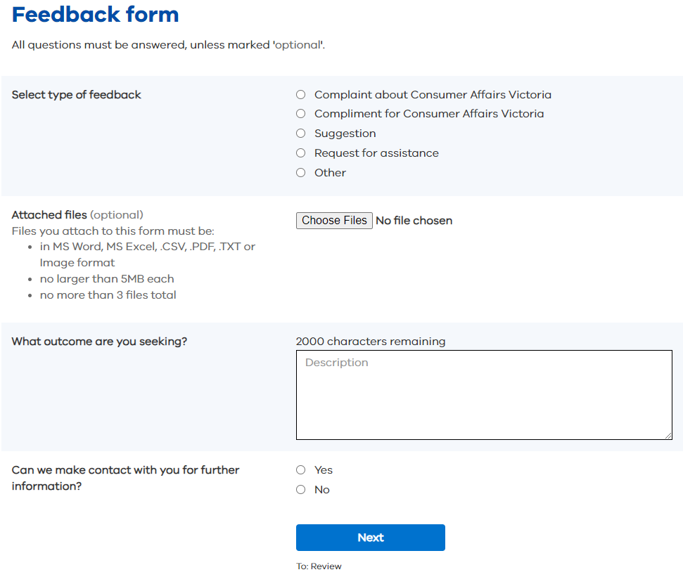 Feedback form with most fields not showing