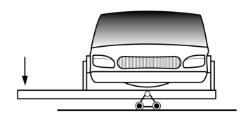 Front view of a diagram of a vehicle showing position of the rollers