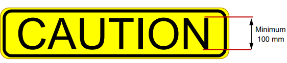 Yellow rectangle sign with wording 'Caution