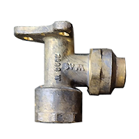 Image of an approved flared compression fitting, showing the screw in thread that holds the joints together