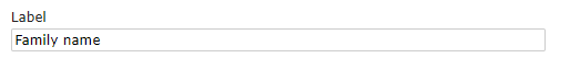Label field in the Control Editor showing the words 'Family name