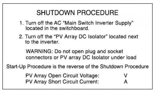 Example of shutdown procedures advising that shutdown is the same as start up procedures but in reverse
