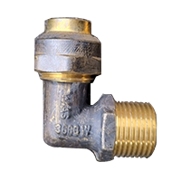 Image of an approved flared compression fitting, showing the screw in thread that holds the joints together