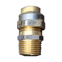 Image of an approved flared compression fitting, showing the screw in thread that holds the joints together