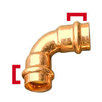Image of a prohibited press fit fitting, displaying the distinctive thick collar on each edge of the fitting