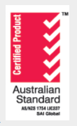 The Australian Standard Logo - background colour red with white ticks on the right side and wording 'Certified Product