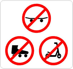 Figure 2. Example of a No wheeled recreational devices or toys sign Example of a No wheeled recrreational devices or toys sign