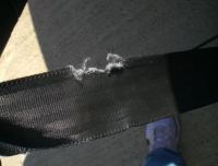 Seatbelt webbing with excessive fraying from the edge