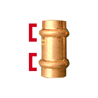 Image of a prohibited press fit fitting, displaying the distinctive thick collar on each edge of the fitting